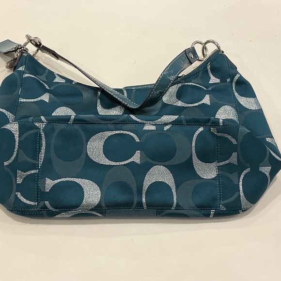 Coach Aqua / Blue Shoulder Bag with Signature Pattern - Picture 7 of 7